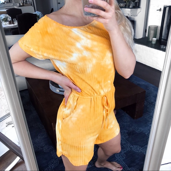 🟠 ORANGE TIE-DIE RIBBED ROMPER! - Picture 7 of 10